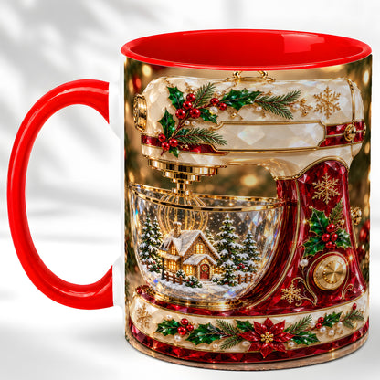 Christmas Stand Mixer Coffee Mug, Holiday Baking Mug, Ceramic Cup