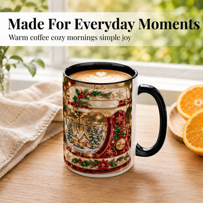 #pl[15oz|Black] Christmas Stand Mixer Coffee Mug, Holiday Baking Mug, Ceramic Cup