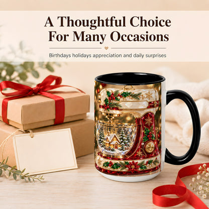 #pl[15oz|Black] Christmas Stand Mixer Coffee Mug, Holiday Baking Mug, Ceramic Cup