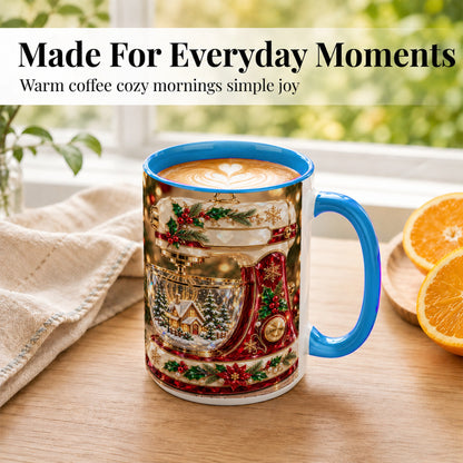 #pl[15oz|Blue] Christmas Stand Mixer Coffee Mug, Holiday Baking Mug, Ceramic Cup