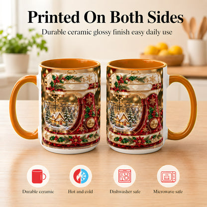 #pl[15oz|Orange] Christmas Stand Mixer Coffee Mug, Holiday Baking Mug, Ceramic Cup