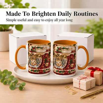 #pl[15oz|Orange] Christmas Stand Mixer Coffee Mug, Holiday Baking Mug, Ceramic Cup