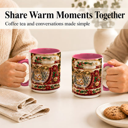 #pl[15oz|Pink] Christmas Stand Mixer Coffee Mug, Holiday Baking Mug, Ceramic Cup