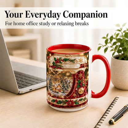 #pl[15oz|Red] Christmas Stand Mixer Coffee Mug, Holiday Baking Mug, Ceramic Cup