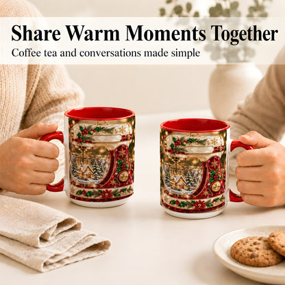 #pl[15oz|Red] Christmas Stand Mixer Coffee Mug, Holiday Baking Mug, Ceramic Cup