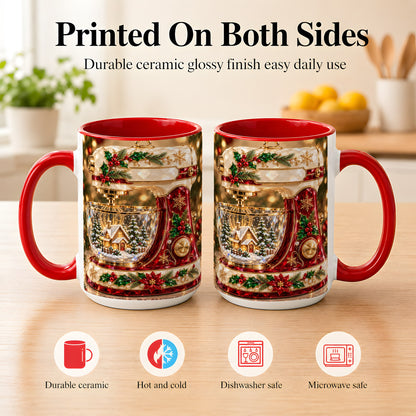 #pl[15oz|Red] Christmas Stand Mixer Coffee Mug, Holiday Baking Mug, Ceramic Cup