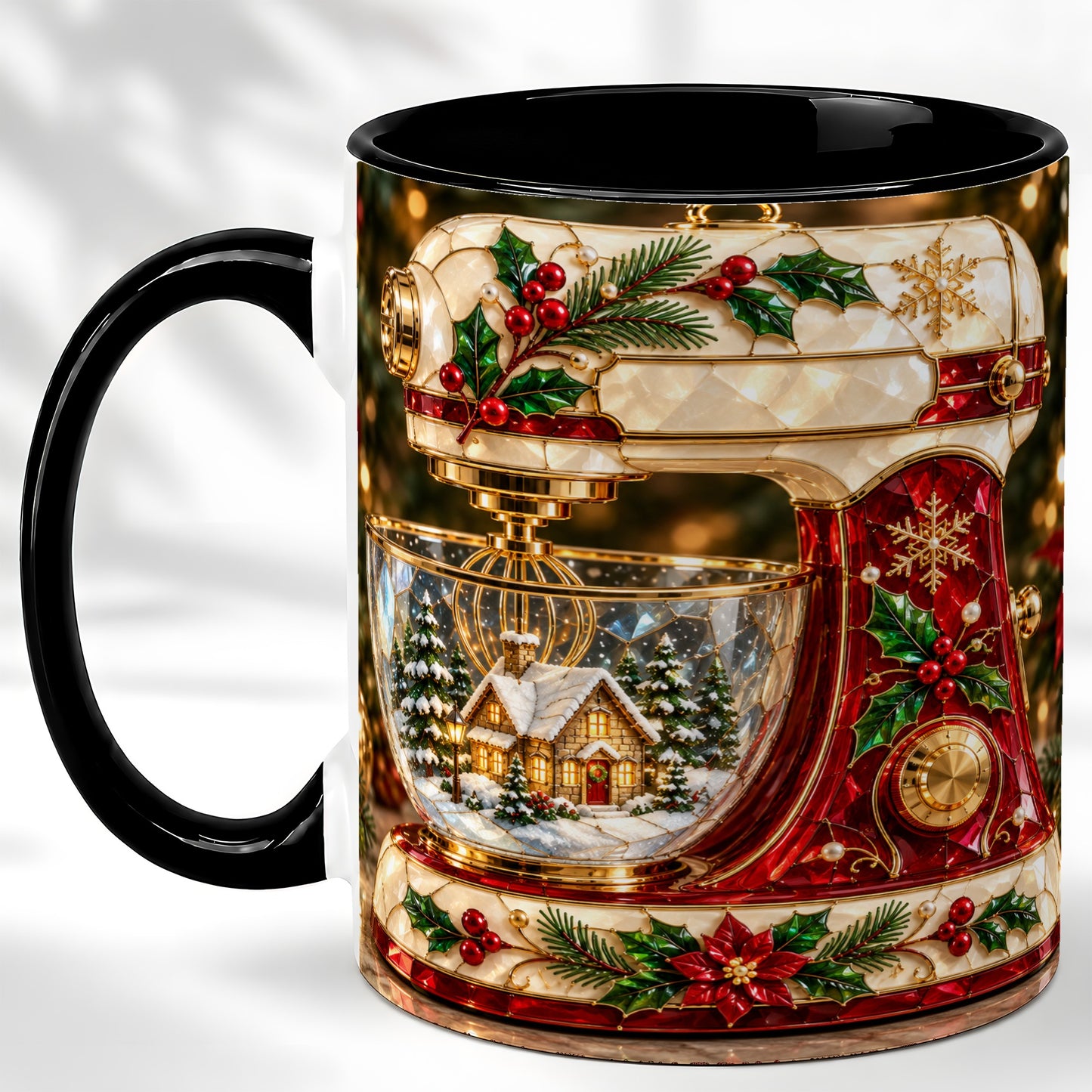 #pl[11oz|Black] Holiday Baking Mixer Coffee Mug, Christmas Kitchen Mug, Ceramic Cup