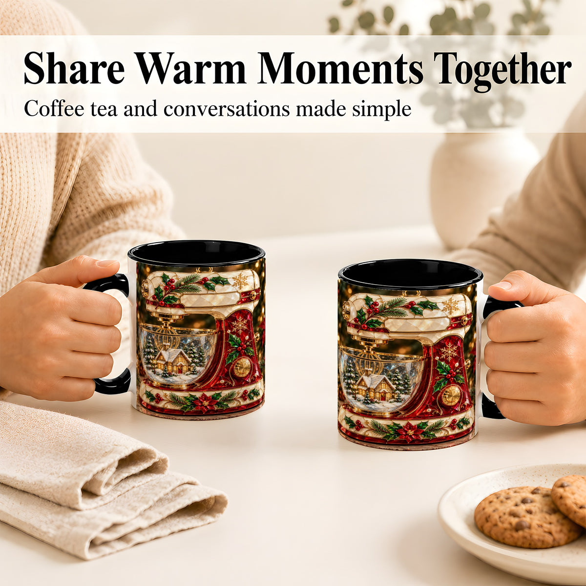 #pl[11oz|Black] Holiday Baking Mixer Coffee Mug, Christmas Kitchen Mug, Ceramic Cup