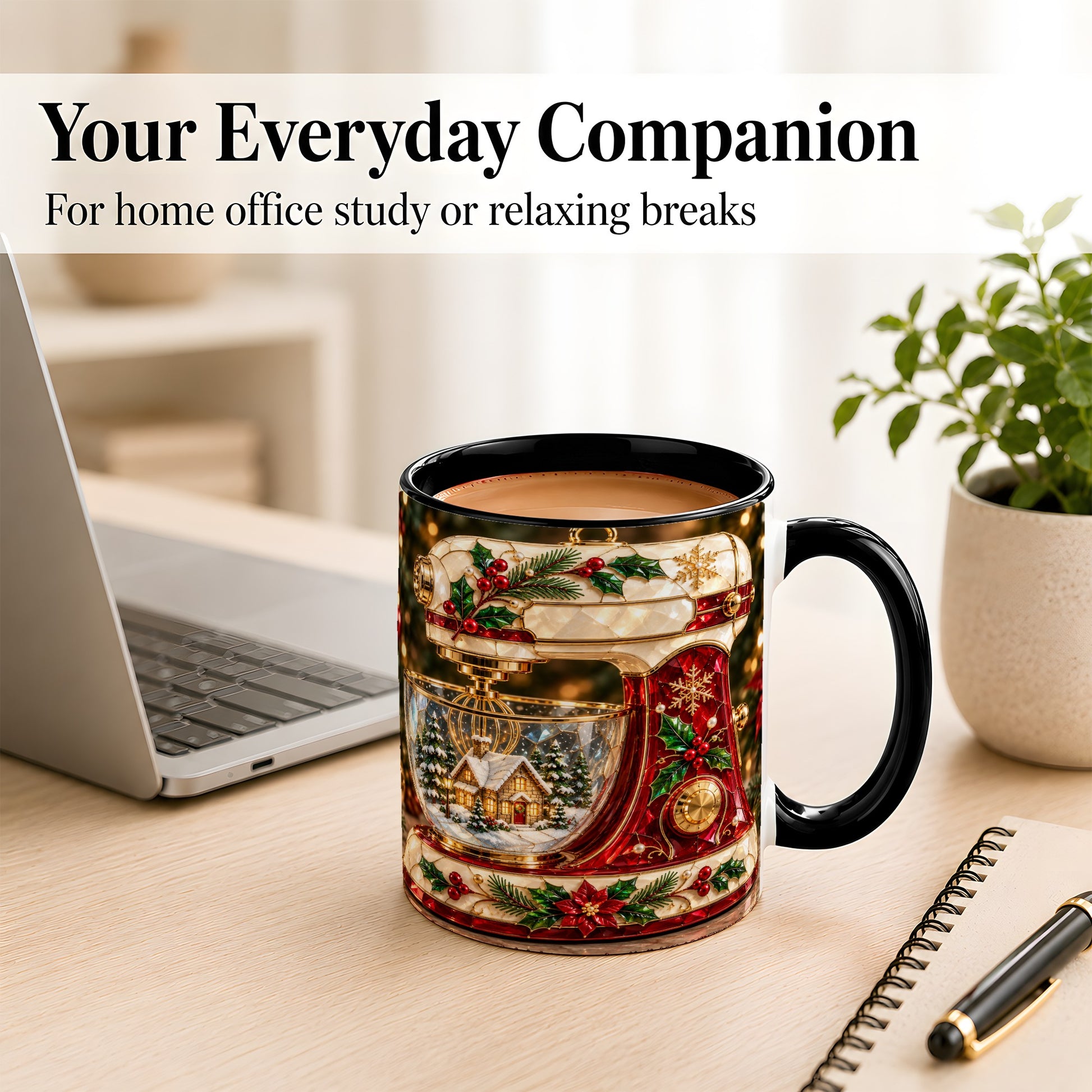 #pl[11oz|Black] Holiday Baking Mixer Coffee Mug, Christmas Kitchen Mug, Ceramic Cup