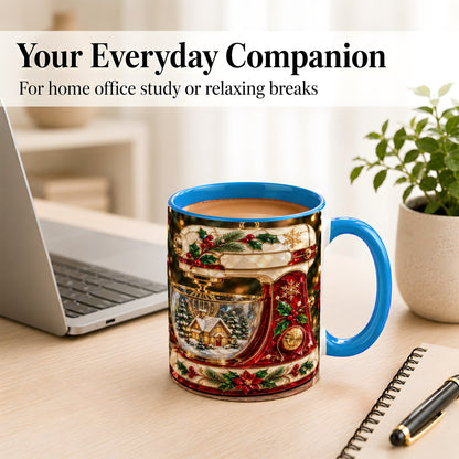 #pl[11oz|Blue] Holiday Baking Mixer Coffee Mug, Christmas Kitchen Mug, Ceramic Cup