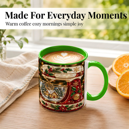 #pl[11oz|Green] Holiday Baking Mixer Coffee Mug, Christmas Kitchen Mug, Ceramic Cup