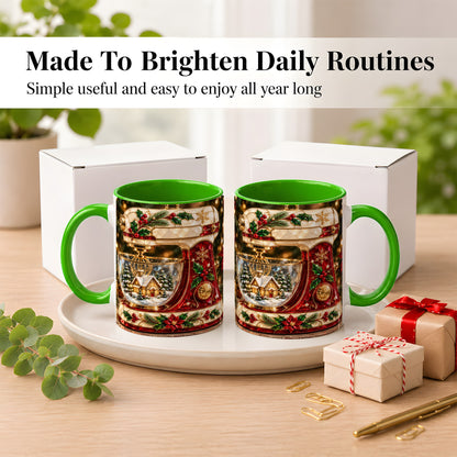 #pl[11oz|Green] Holiday Baking Mixer Coffee Mug, Christmas Kitchen Mug, Ceramic Cup