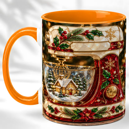 #pl[11oz|Orange] Holiday Baking Mixer Coffee Mug, Christmas Kitchen Mug, Ceramic Cup