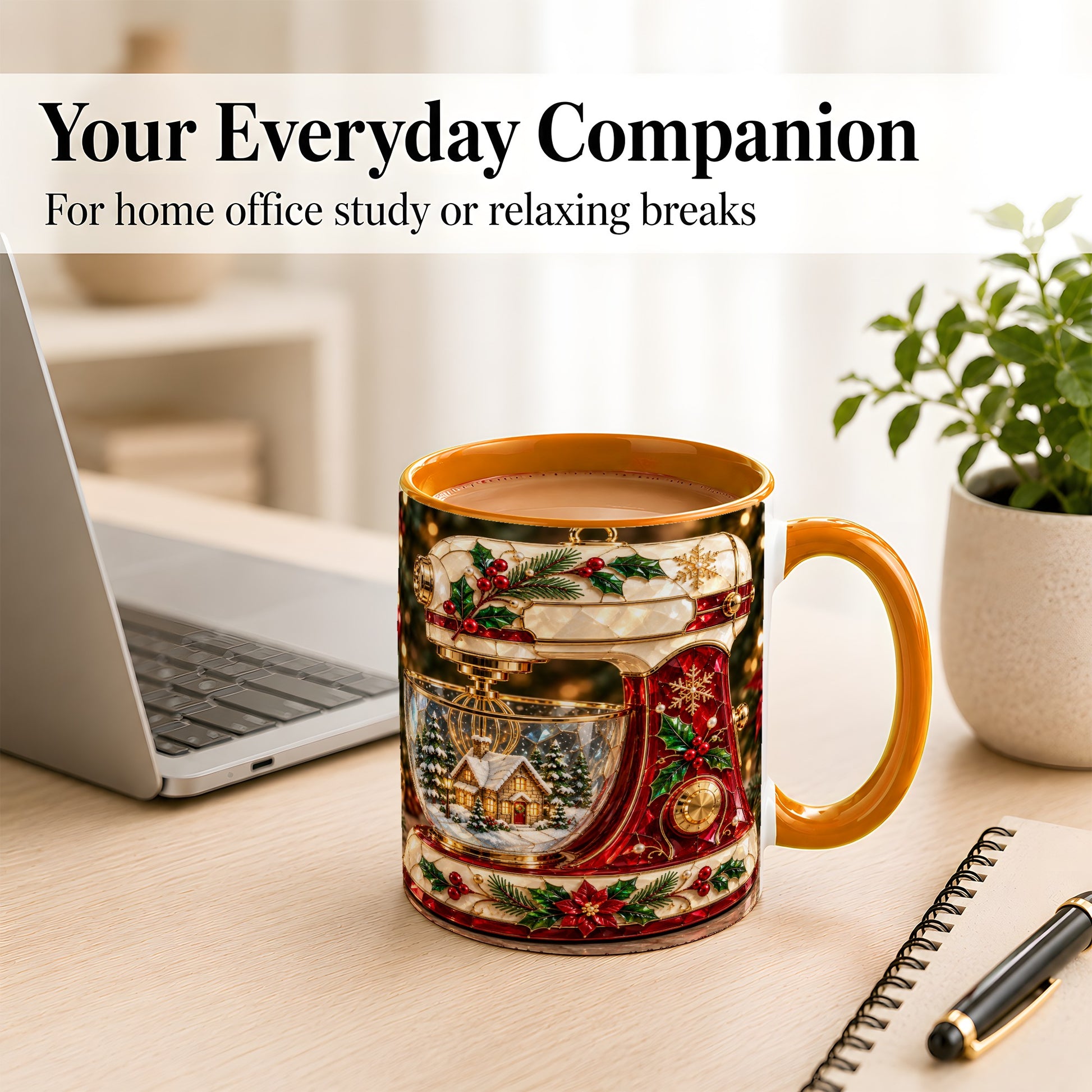 #pl[11oz|Orange] Holiday Baking Mixer Coffee Mug, Christmas Kitchen Mug, Ceramic Cup