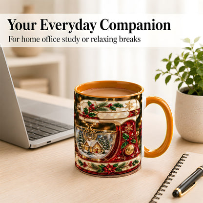 #pl[11oz|Orange] Holiday Baking Mixer Coffee Mug, Christmas Kitchen Mug, Ceramic Cup