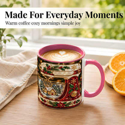 #pl[11oz|Pink] Holiday Baking Mixer Coffee Mug, Christmas Kitchen Mug, Ceramic Cup
