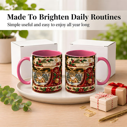 #pl[11oz|Pink] Holiday Baking Mixer Coffee Mug, Christmas Kitchen Mug, Ceramic Cup