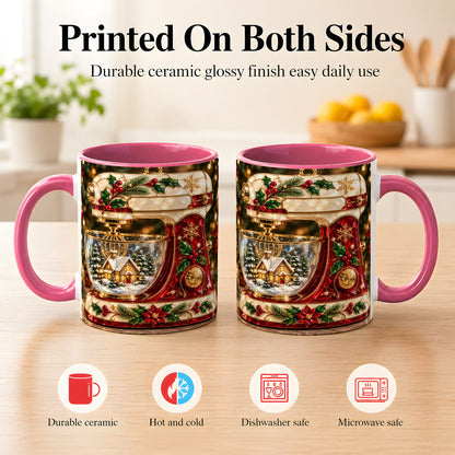 #pl[11oz|Pink] Holiday Baking Mixer Coffee Mug, Christmas Kitchen Mug, Ceramic Cup