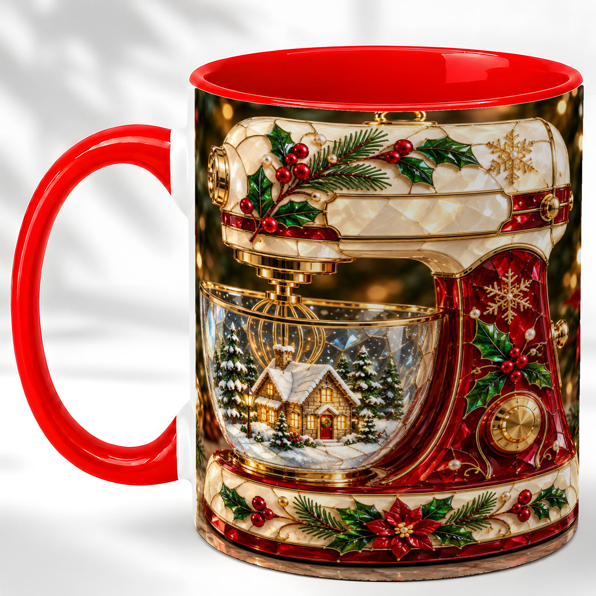 Holiday Baking Mixer Coffee Mug, Christmas Kitchen Mug, Ceramic Cup