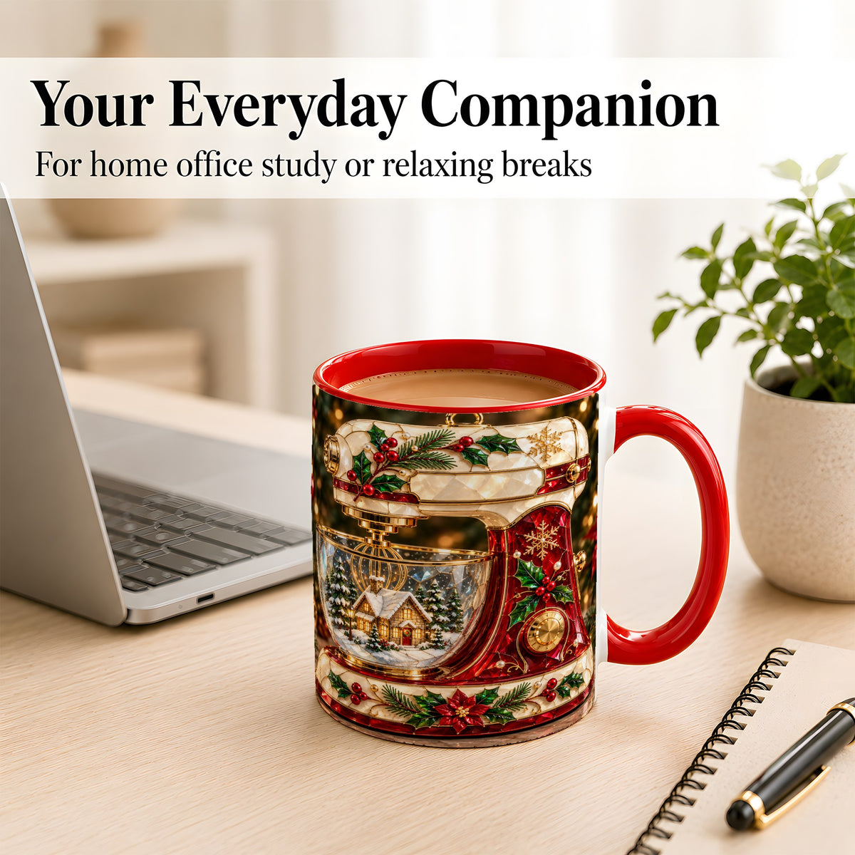#pl[11oz|Red] Holiday Baking Mixer Coffee Mug, Christmas Kitchen Mug, Ceramic Cup
