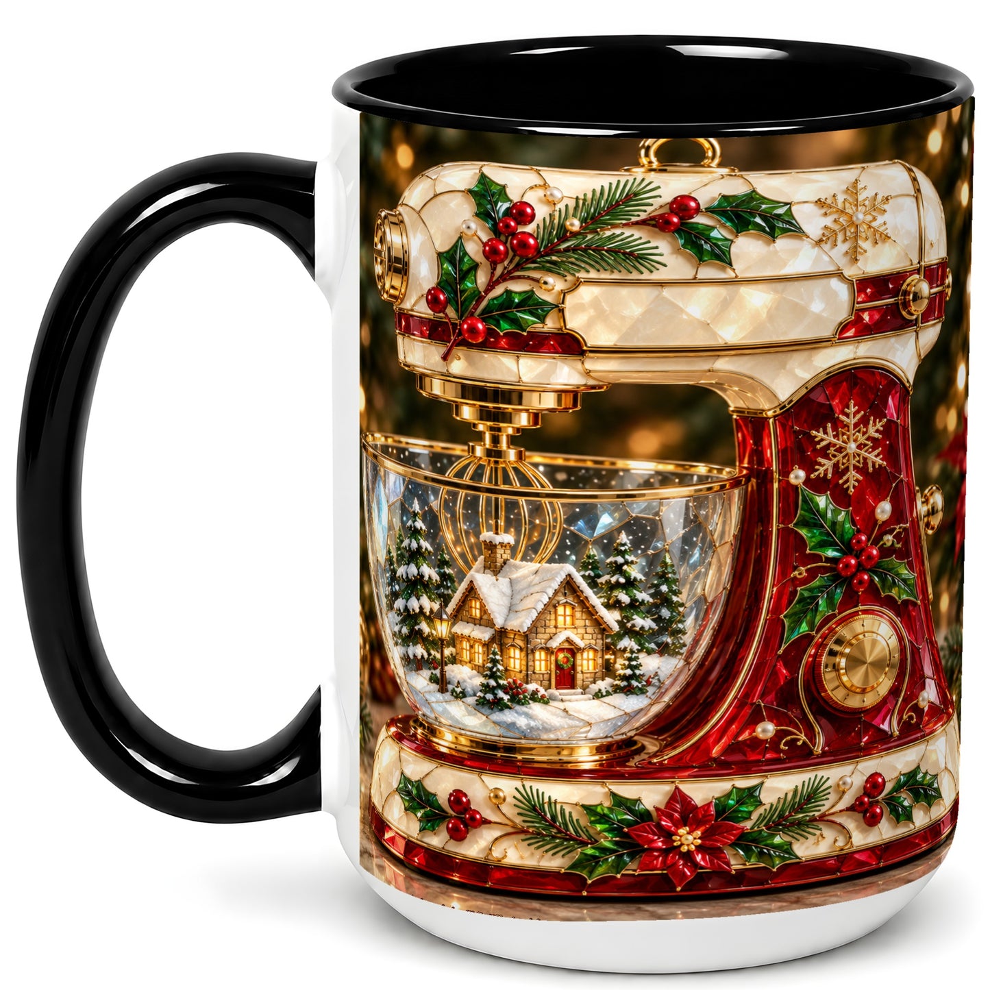 #pl[15oz|Black] Holiday Baking Mixer Coffee Mug, Christmas Kitchen Mug, Ceramic Cup