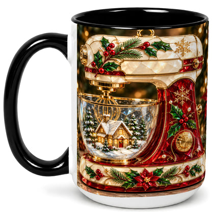 #pl[15oz|Black] Holiday Baking Mixer Coffee Mug, Christmas Kitchen Mug, Ceramic Cup