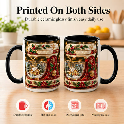 #pl[15oz|Black] Holiday Baking Mixer Coffee Mug, Christmas Kitchen Mug, Ceramic Cup