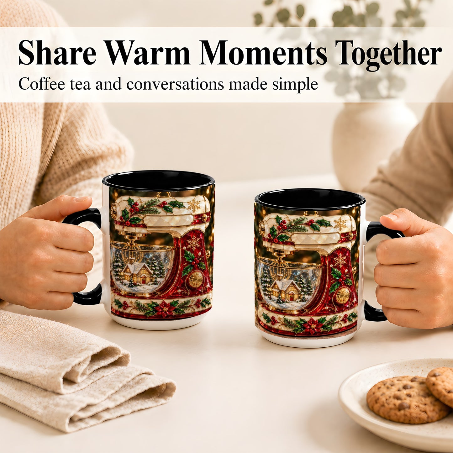 #pl[15oz|Black] Holiday Baking Mixer Coffee Mug, Christmas Kitchen Mug, Ceramic Cup