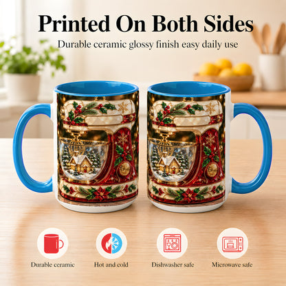 #pl[15oz|Blue] Holiday Baking Mixer Coffee Mug, Christmas Kitchen Mug, Ceramic Cup