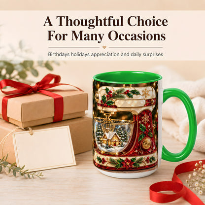 #pl[15oz|Green] Holiday Baking Mixer Coffee Mug, Christmas Kitchen Mug, Ceramic Cup