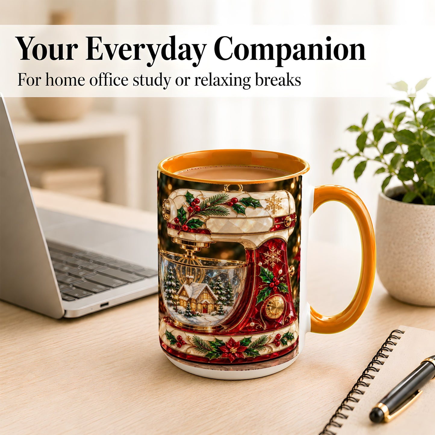 #pl[15oz|Orange] Holiday Baking Mixer Coffee Mug, Christmas Kitchen Mug, Ceramic Cup