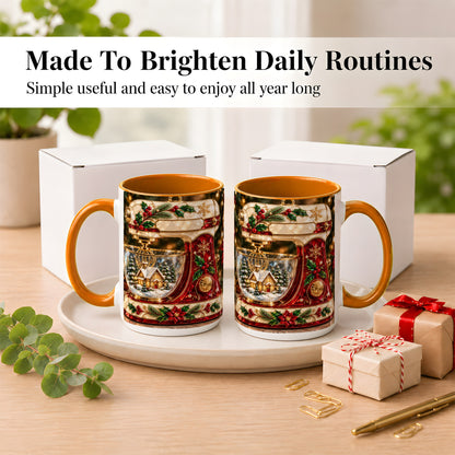 #pl[15oz|Orange] Holiday Baking Mixer Coffee Mug, Christmas Kitchen Mug, Ceramic Cup