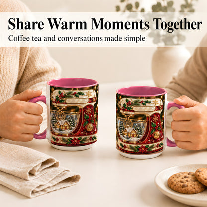 #pl[15oz|Pink] Holiday Baking Mixer Coffee Mug, Christmas Kitchen Mug, Ceramic Cup