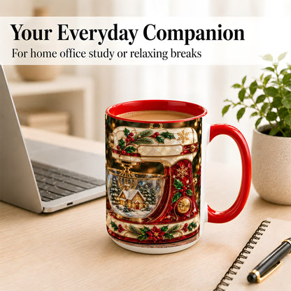 #pl[15oz|Red] Holiday Baking Mixer Coffee Mug, Christmas Kitchen Mug, Ceramic Cup