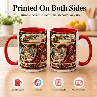 #pl[15oz|Red] Holiday Baking Mixer Coffee Mug, Christmas Kitchen Mug, Ceramic Cup
