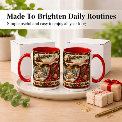 #pl[15oz|Red] Holiday Baking Mixer Coffee Mug, Christmas Kitchen Mug, Ceramic Cup