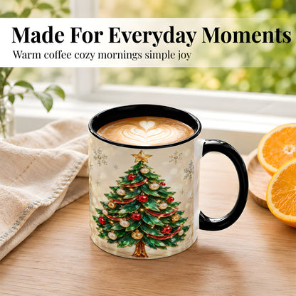 #pl[11oz|Black] Jeweled Christmas Tree Coffee Mug, Festive Ornament Mug, Ceramic Cup