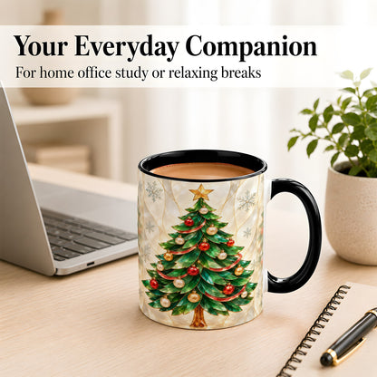 #pl[11oz|Black] Jeweled Christmas Tree Coffee Mug, Holiday Ornament Mug, Ceramic Cup