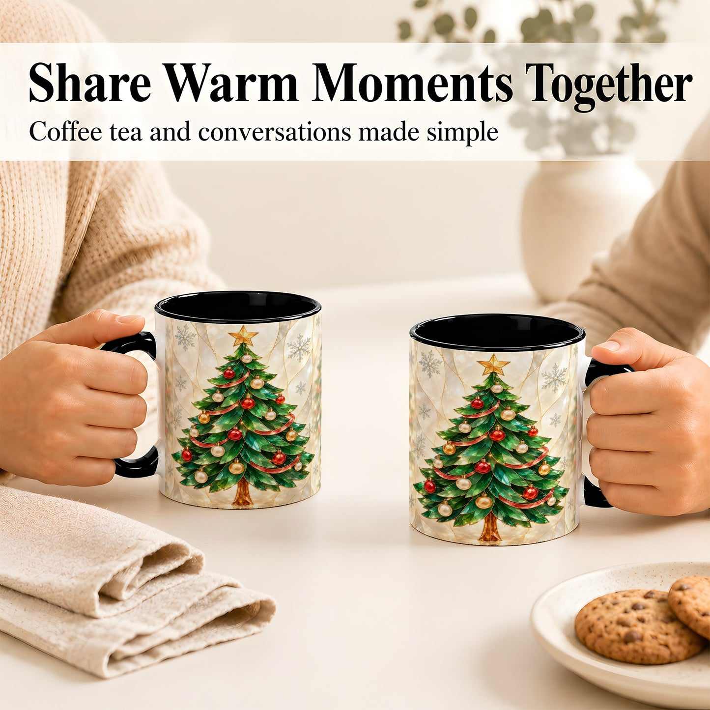 #pl[11oz|Black] Jeweled Christmas Tree Coffee Mug, Holiday Ornament Mug, Ceramic Cup