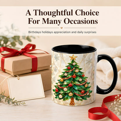 #pl[11oz|Black] Jeweled Christmas Tree Coffee Mug, Holiday Ornament Mug, Ceramic Cup