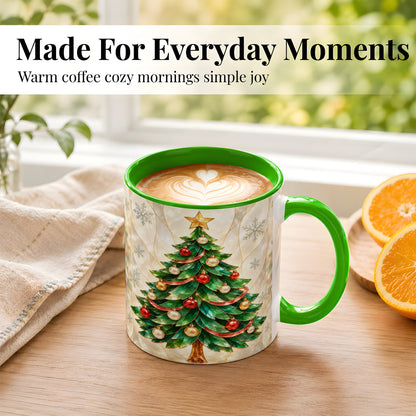 #pl[11oz|Green] Jeweled Christmas Tree Coffee Mug, Holiday Ornament Mug, Ceramic Cup