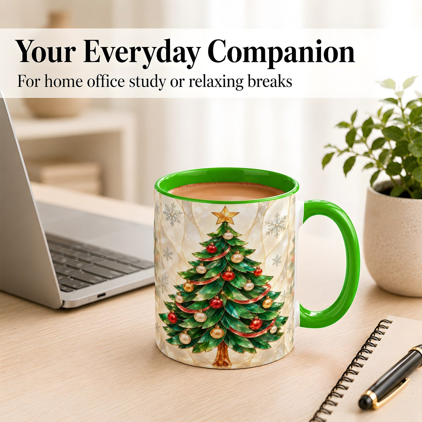 #pl[11oz|Green] Jeweled Christmas Tree Coffee Mug, Holiday Ornament Mug, Ceramic Cup