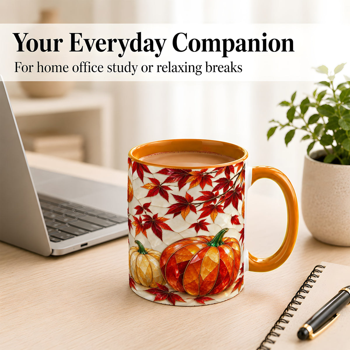 #pl[11oz|Orange] Jeweled Pumpkin Coffee Mug, Autumn Maple Mug, Ceramic Cup