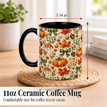 #pl[11oz|Black] Faceted Fall Coffee Mug, Pumpkin Maple Mug, Ceramic Cup