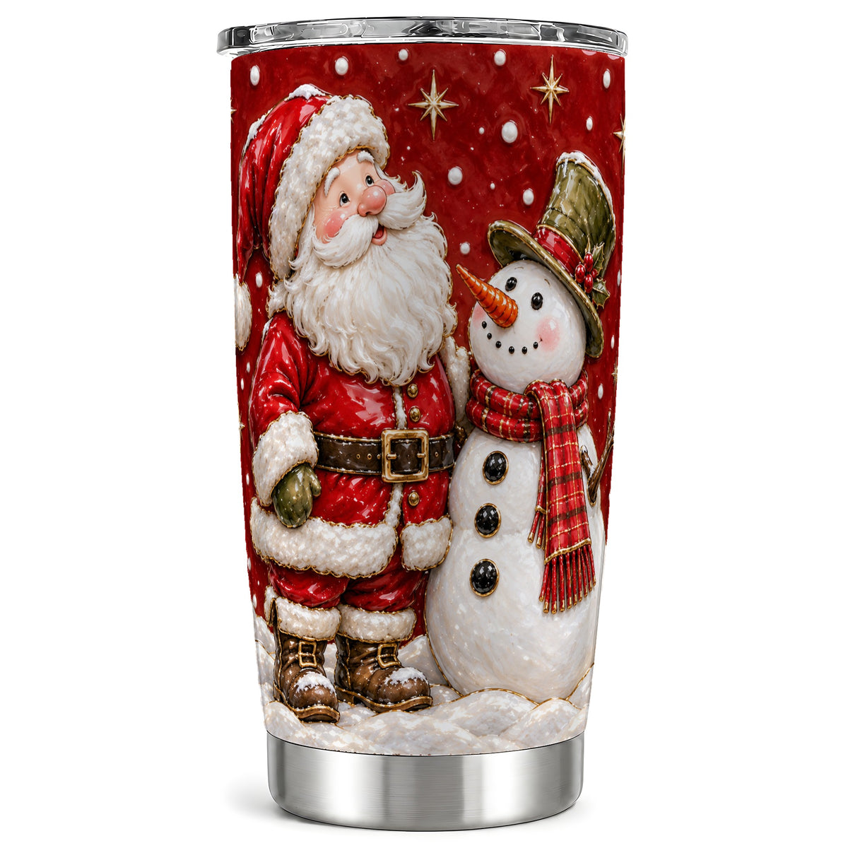 Santa Snowman Tumbler 20oz, Christmas Tumbler, Stainless Steel Travel Cup