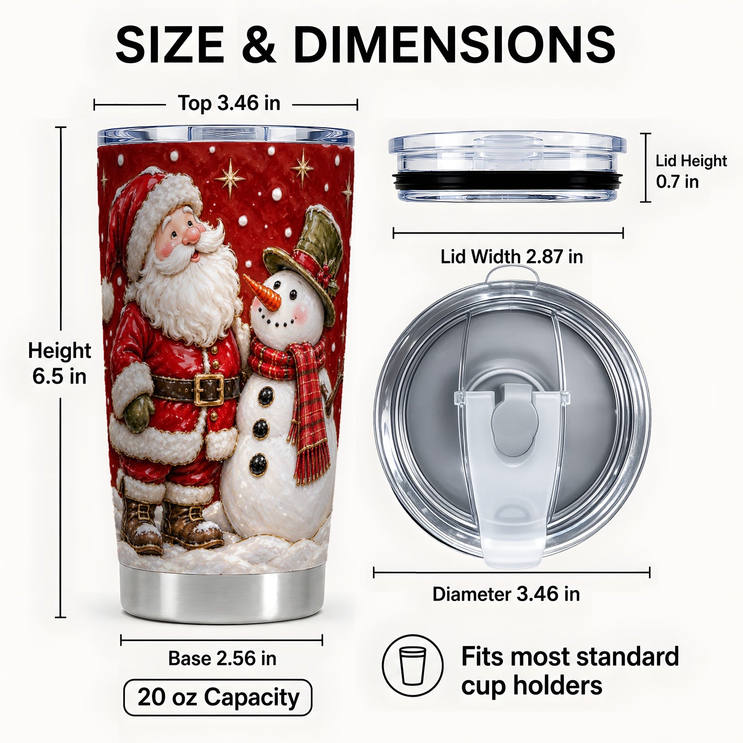 #pl[20oz|Steel] Santa Snowman Tumbler 20oz, Christmas Tumbler, Stainless Steel Travel Cup