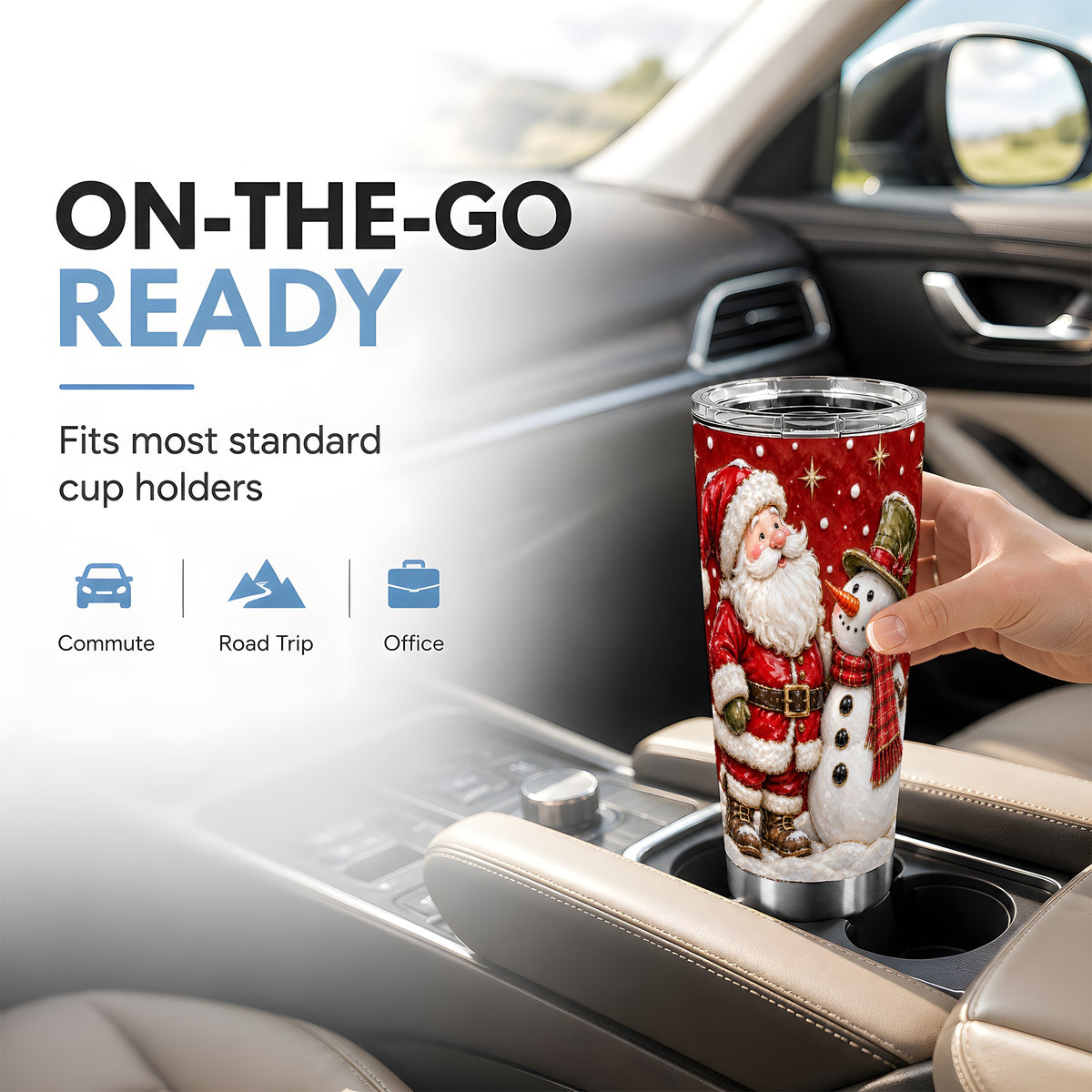 #pl[20oz|Steel] Santa Snowman Tumbler 20oz, Christmas Tumbler, Stainless Steel Travel Cup