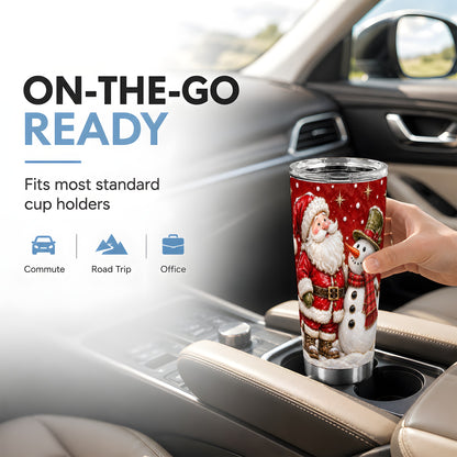 #pl[20oz|Steel] Santa Snowman Tumbler 20oz, Christmas Tumbler, Stainless Steel Travel Cup
