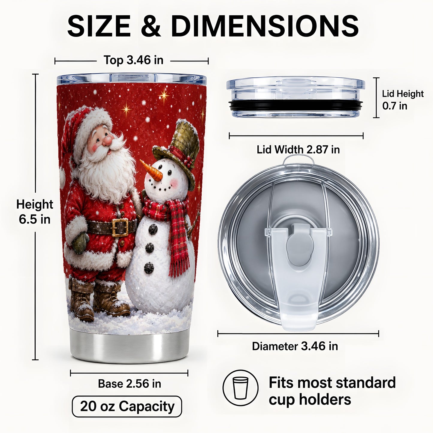 #pl[20oz|Steel] Santa Snowman Tumbler 20oz, Winter Tumbler, Stainless Steel Travel Cup