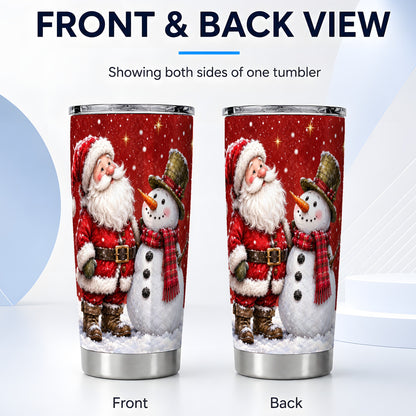 #pl[20oz|Steel] Santa Snowman Tumbler 20oz, Winter Tumbler, Stainless Steel Travel Cup